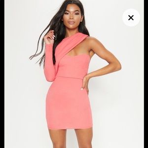 Prettylittlething one shoulder bandage dress